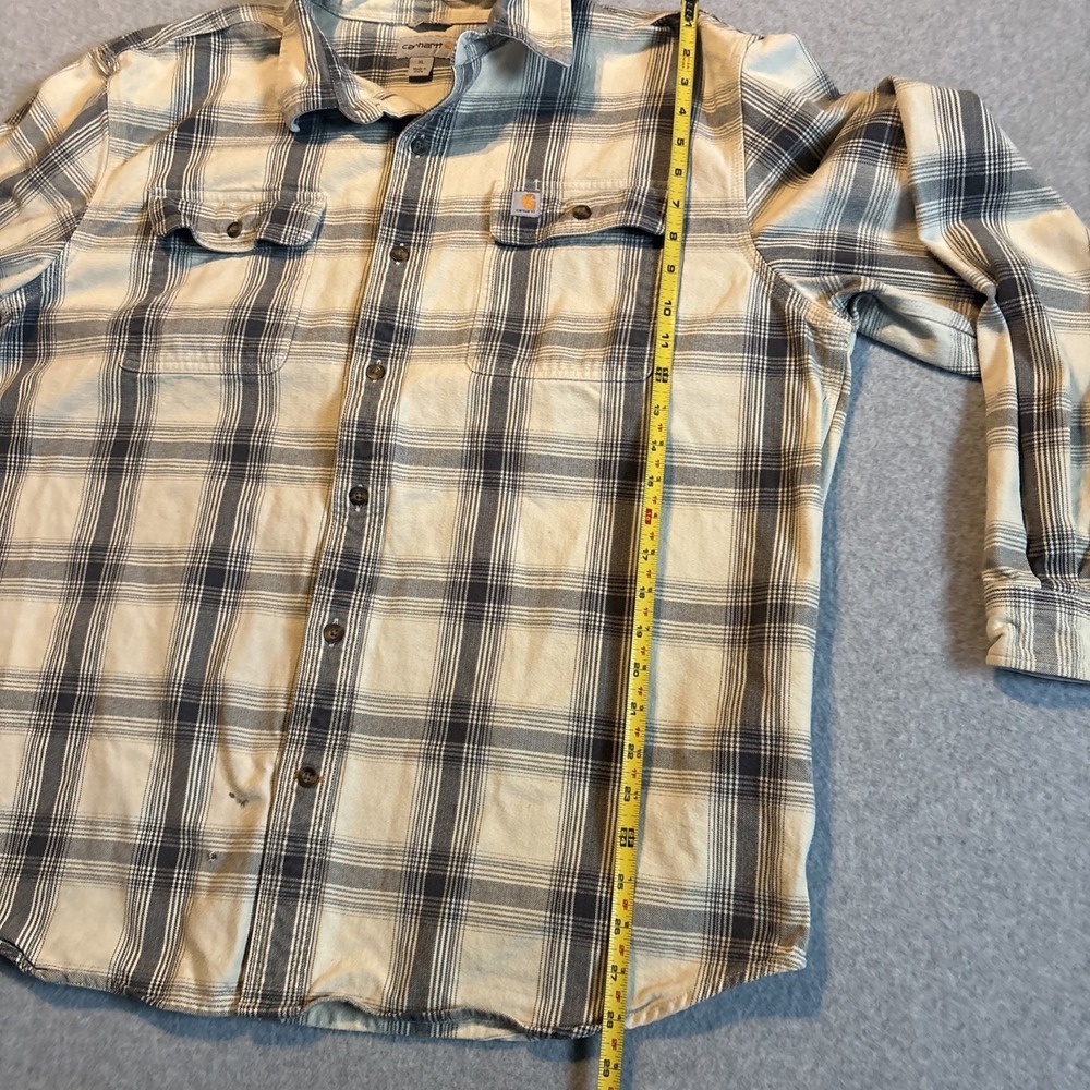 Carhartt Long Sleeve Button Up Heavy Weight Plaid Tan Mens XL Original Fit READ - Picture 8 of 15
